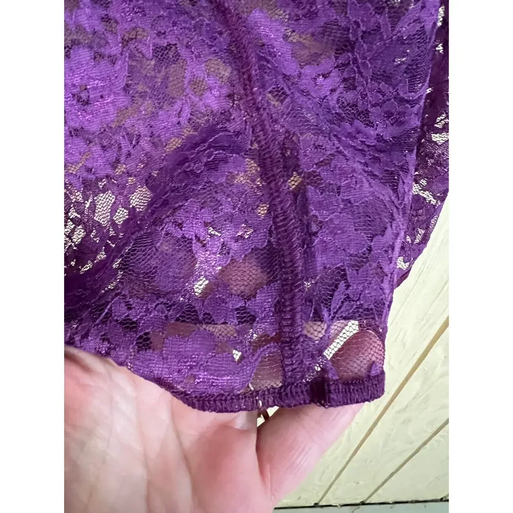 Sexy Sheer Torrid 1X CROP TOP Purple Haze Stretch Lace Festival Festi Blouse NEW - Picture 7 of 13